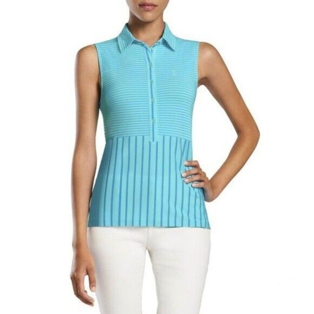 G/Fore Stripe Mix Sleeveless Polo Top Size S Womens Golf GFore NEW